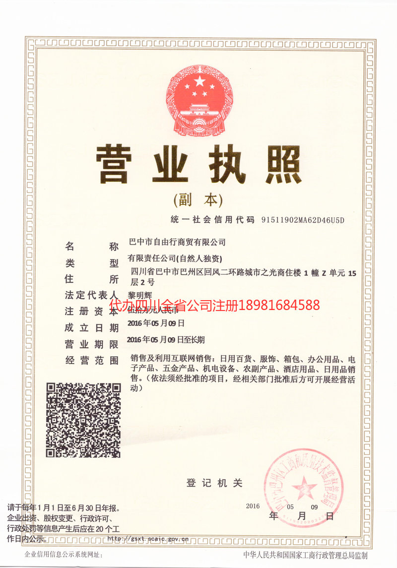 新泰新泰自由行商贸有限公司